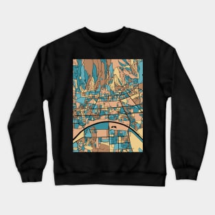 Zagreb Map Pattern in Mid Century Pastel Crewneck Sweatshirt